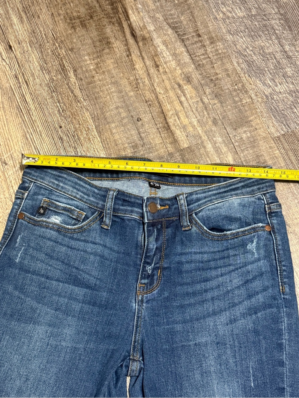 Judy Blue Skinny Fit Jeans Size 9/29 Distressed Frayed Cuff Stretch Denim - Picture 9 of 10